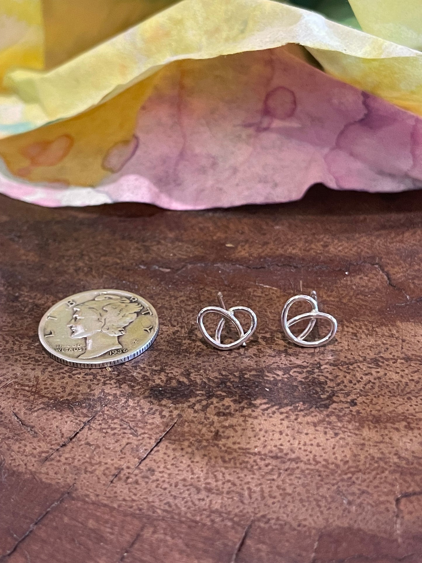 Silver knot/pretzel stud earrings