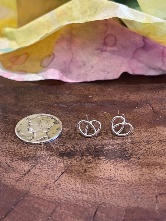 Silver knot/pretzel stud earrings