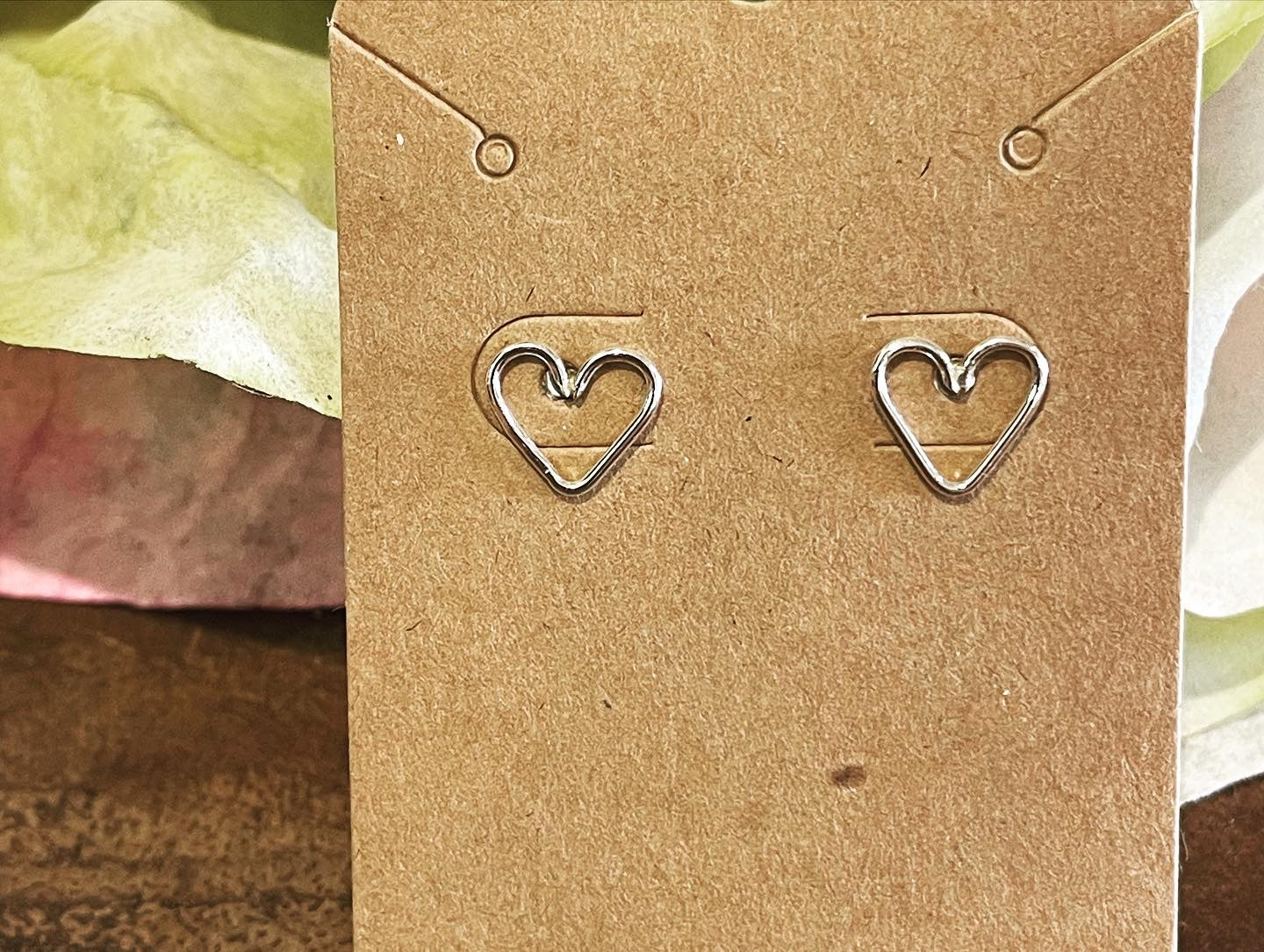 Silver heart stud earrings