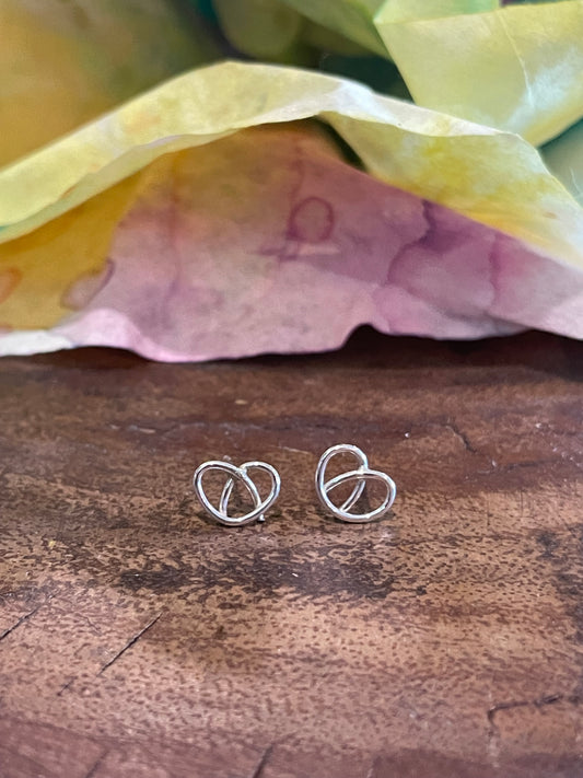 Silver knot/pretzel stud earrings