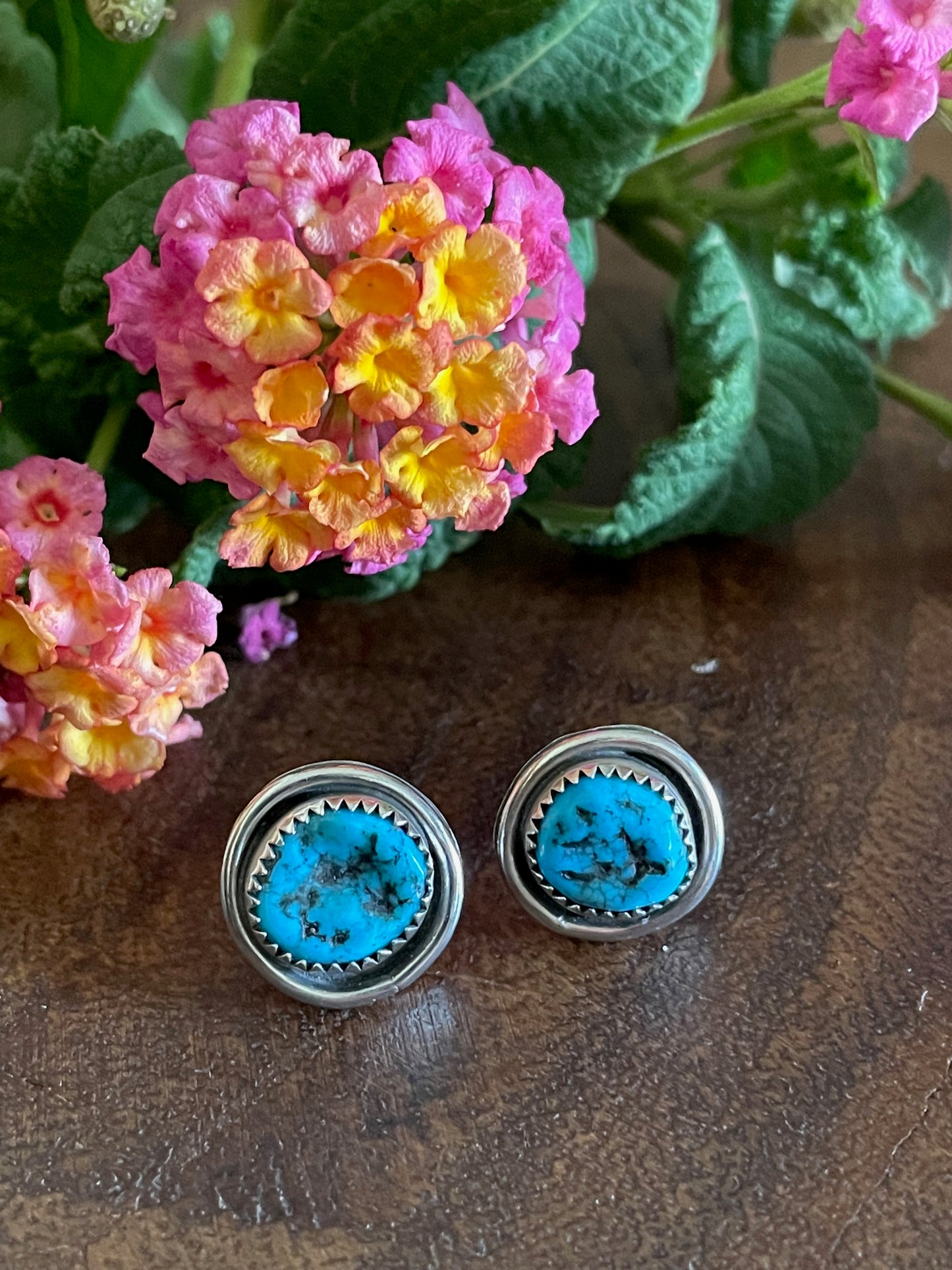 Shadow box, turquoise earrings.