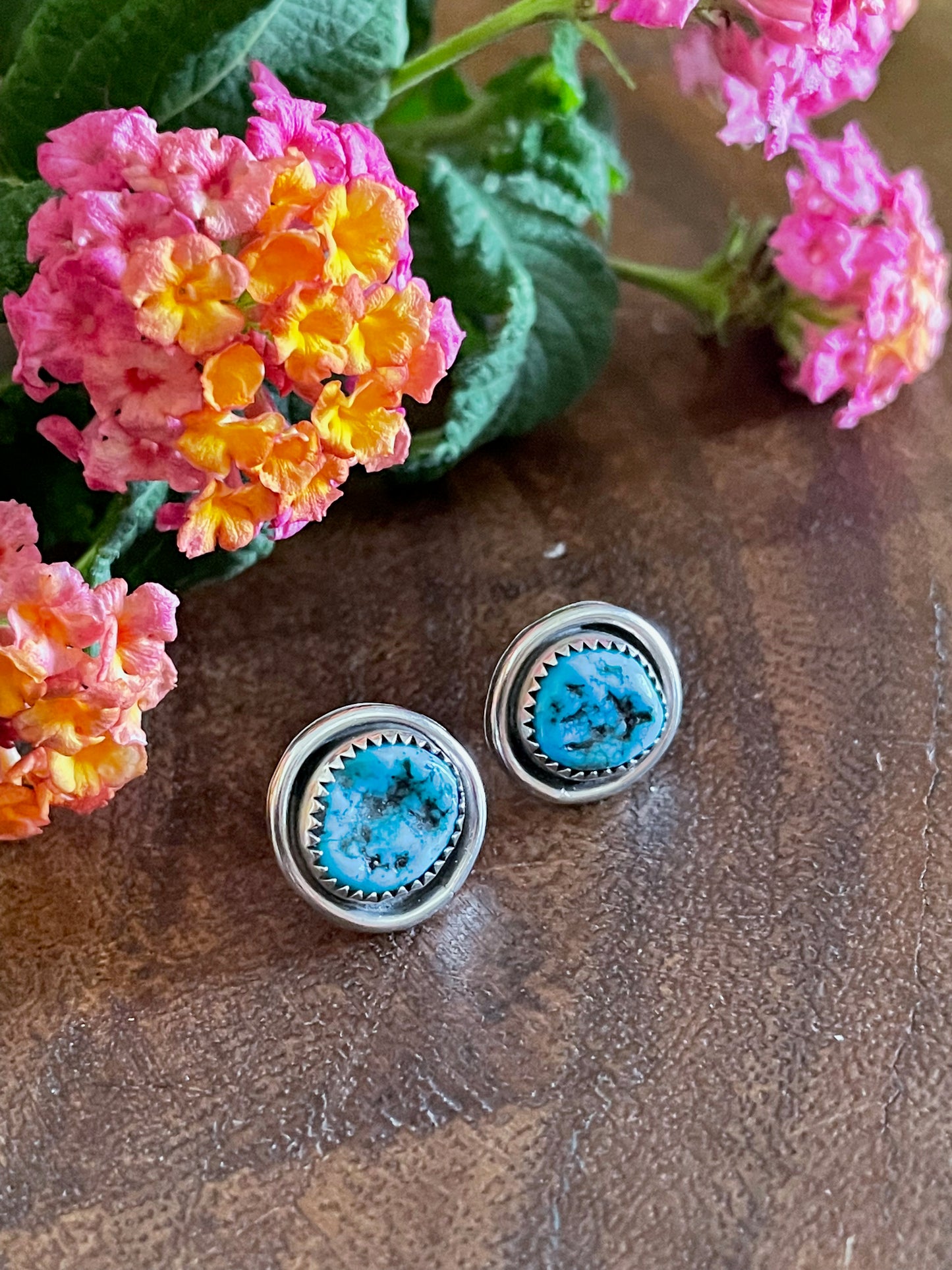 Shadow box, turquoise earrings.