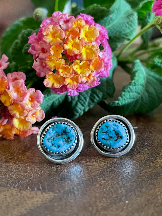 Shadow box, turquoise earrings.