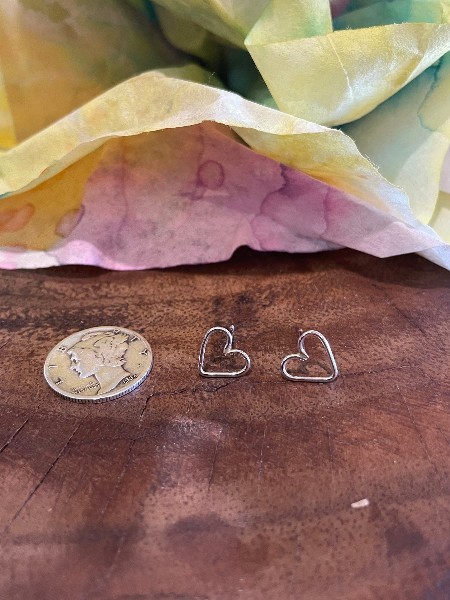 Silver heart stud earrings