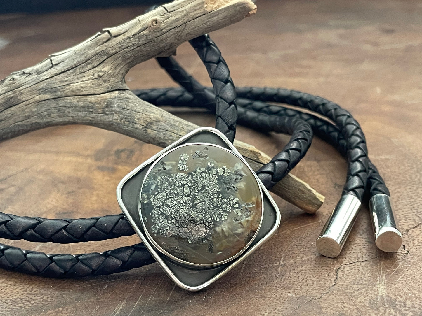 Nipomo Marcasite Agate Bolo tie