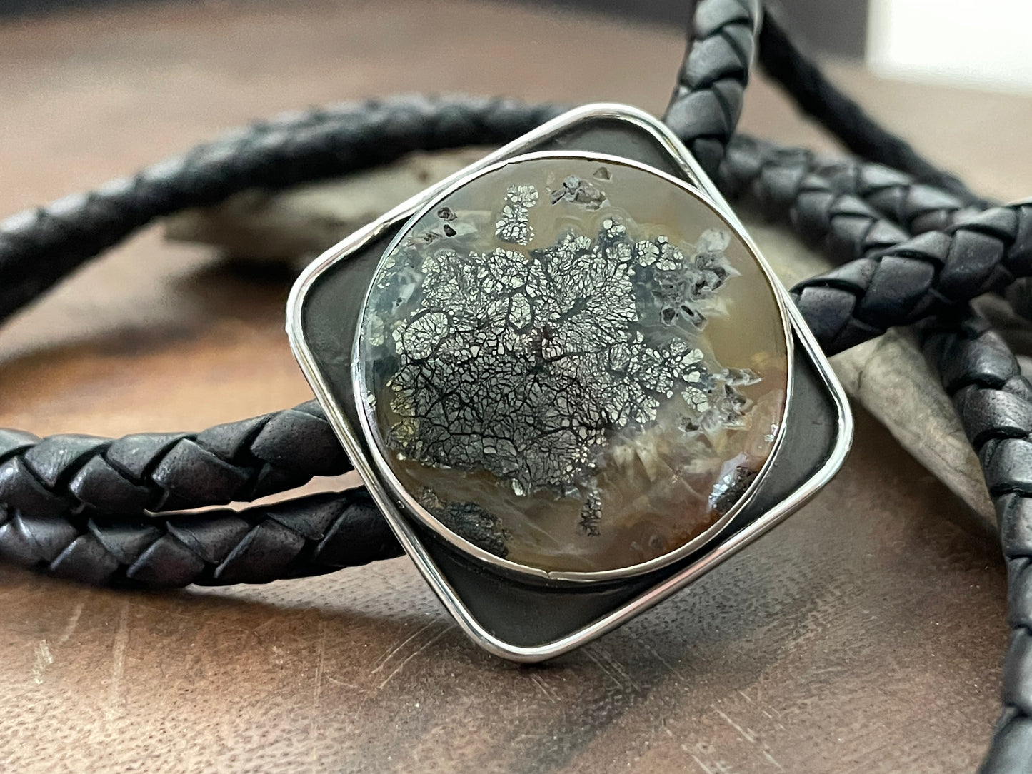 Nipomo Marcasite Agate Bolo tie